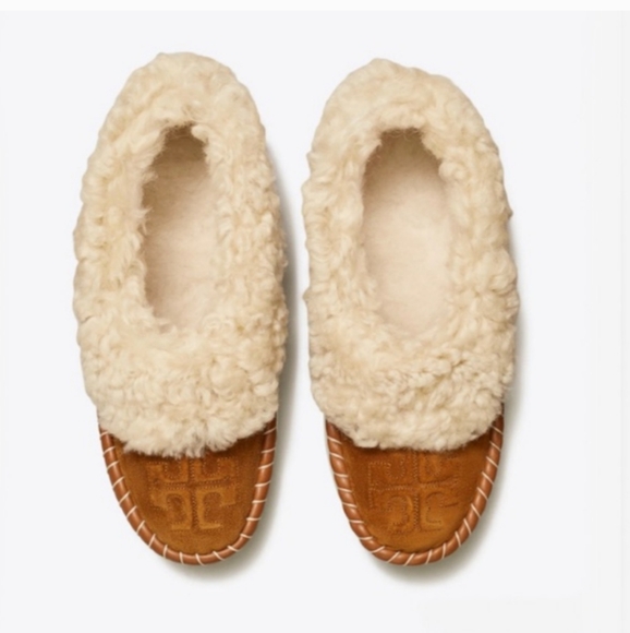 TORY BURCH Toasted Caramel Shearling Slippers NEW! Size 9.5 - Picture 4 of 12
